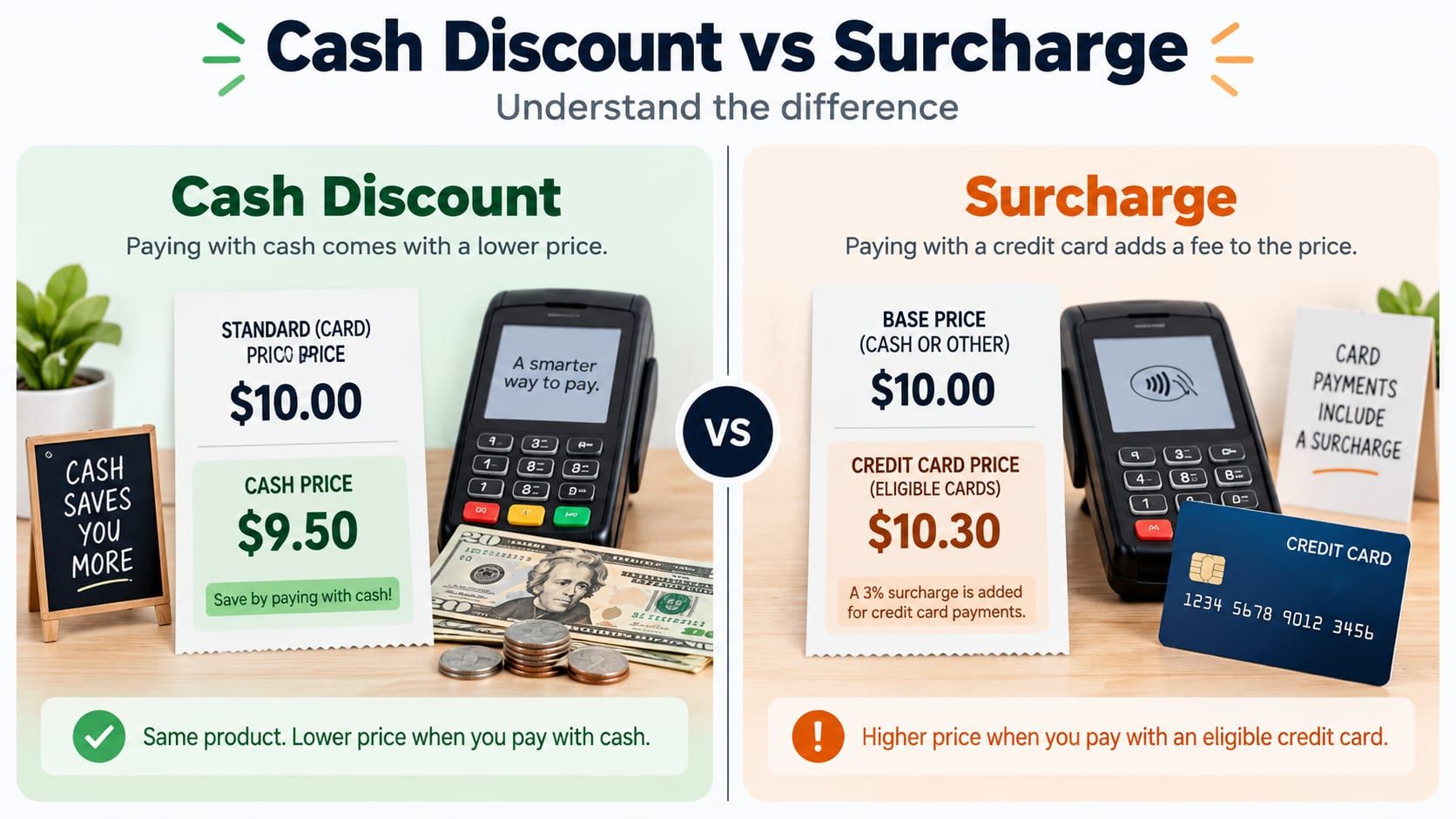 cash discount vs surcharge