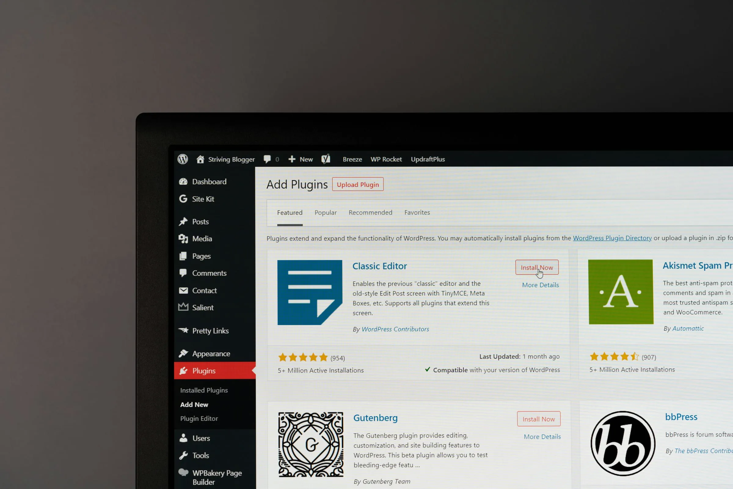Website builder interface