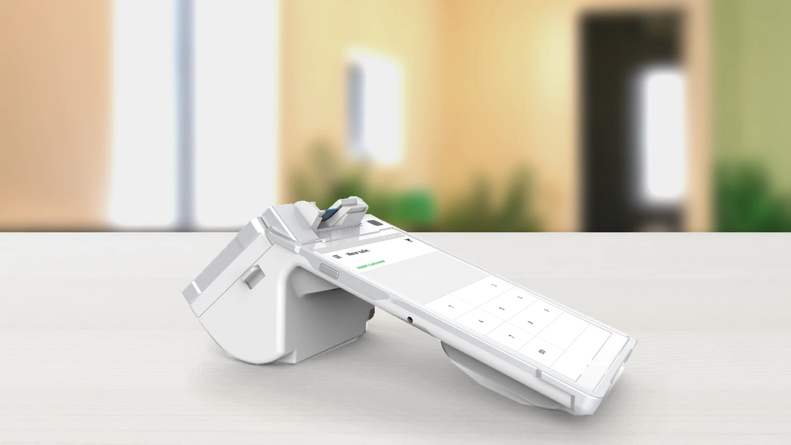 Smart Flex credit card terminal on a bright small-business checkout counter